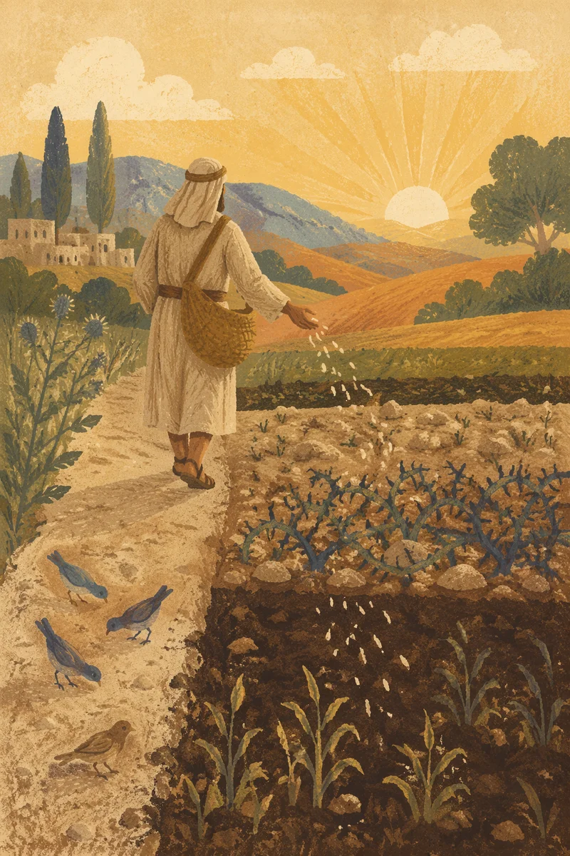 Sower Scattering Seeds at Golden Dawn