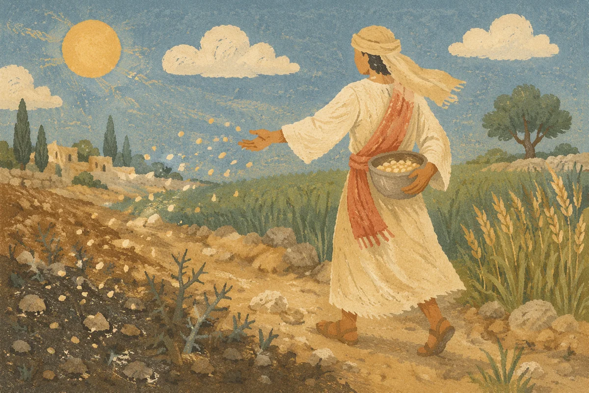 Sower Scattering Seeds Across Biblical Soils