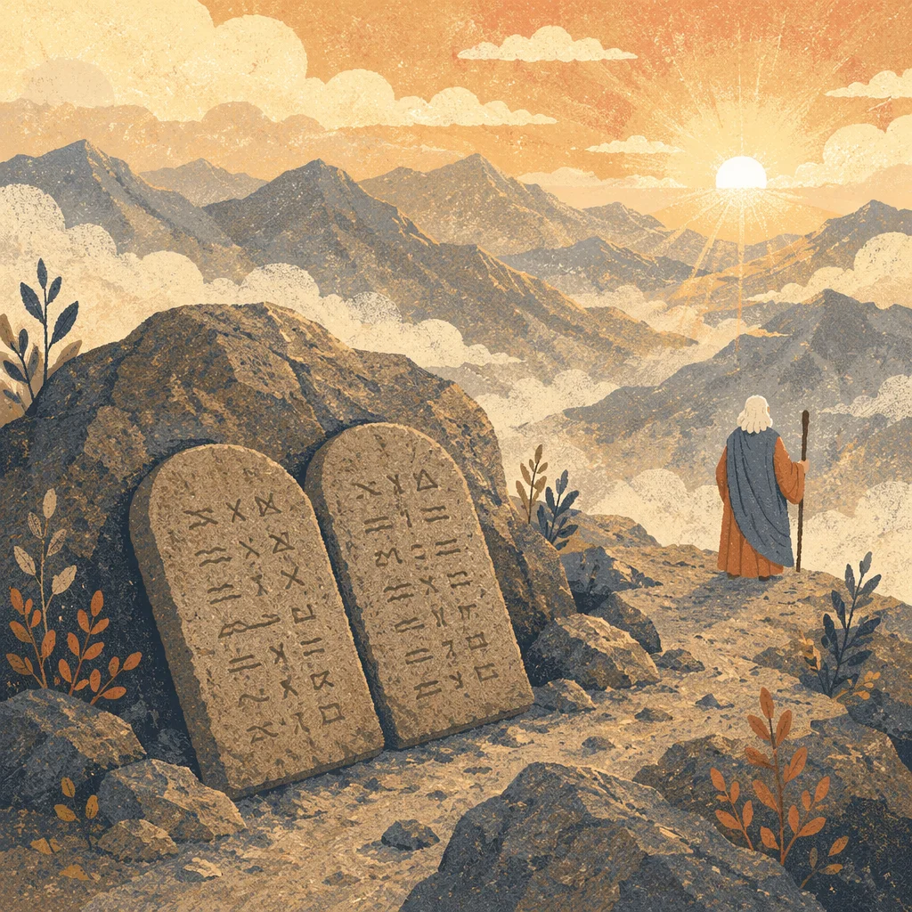 Stone Tablets at Dawn on Mountain Ridge