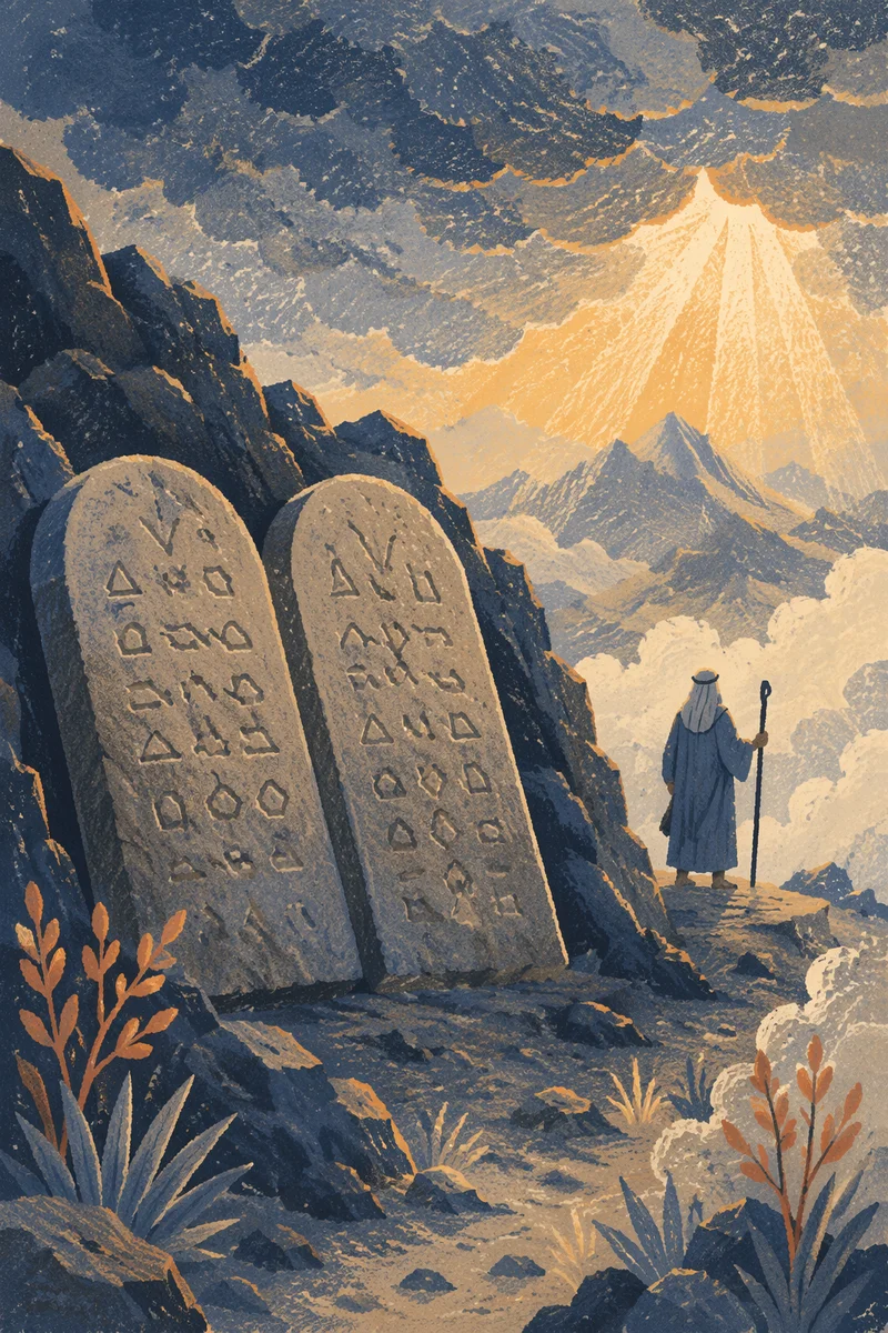 Ten Commandments Tablets on Mountain Ridge
