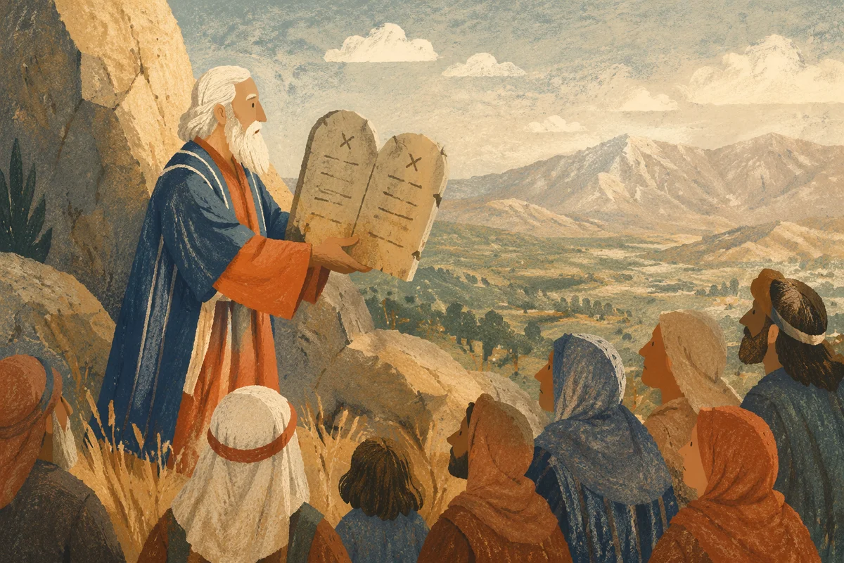 Stone Tablets on Biblical Mountain Hillside