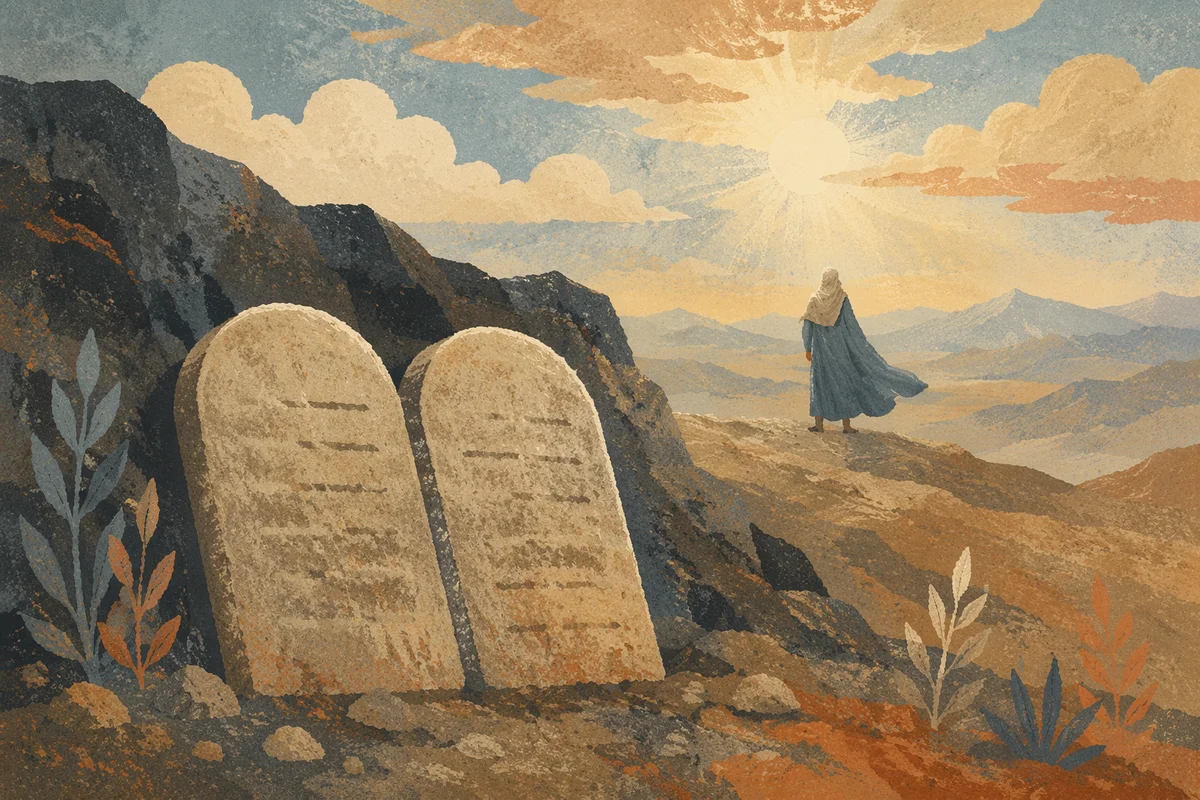 Ten Commandments Tablets on Mountain Summit