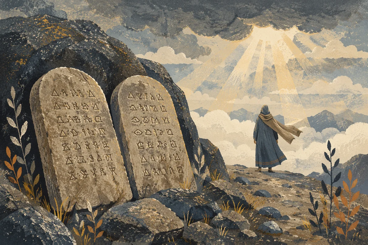 Ten Commandments Tablets on Mountain Ridge