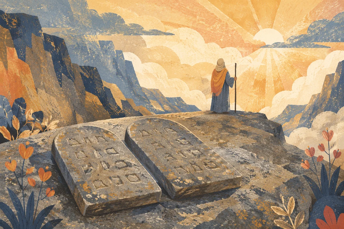 Stone Tablets at Dawn on Mountain Summit