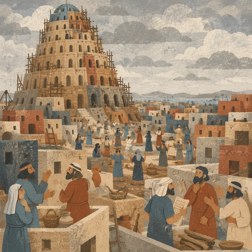 Tower of Babel Language Confusion Scene
