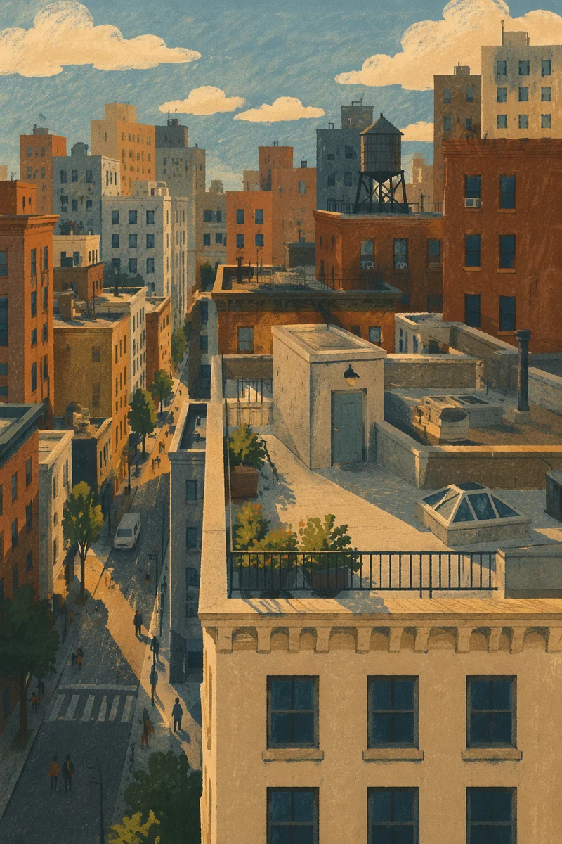 Golden Hour Urban Rooftop Business District