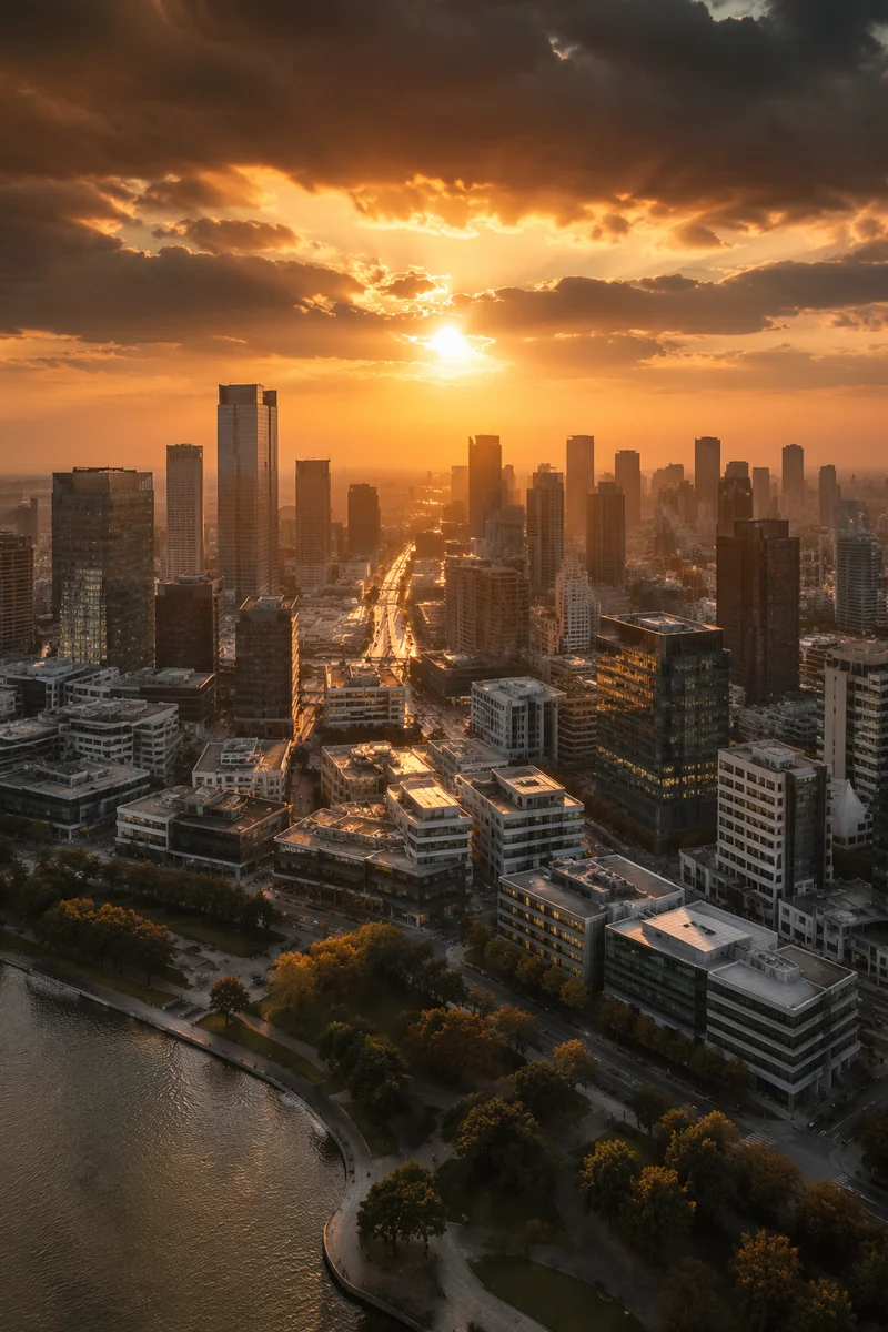 Golden Hour Urban Business Rooftops