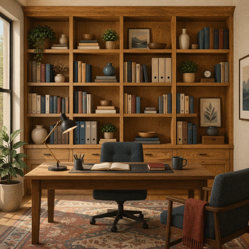 Modern Oak Bookshelf for Wisdom and Work