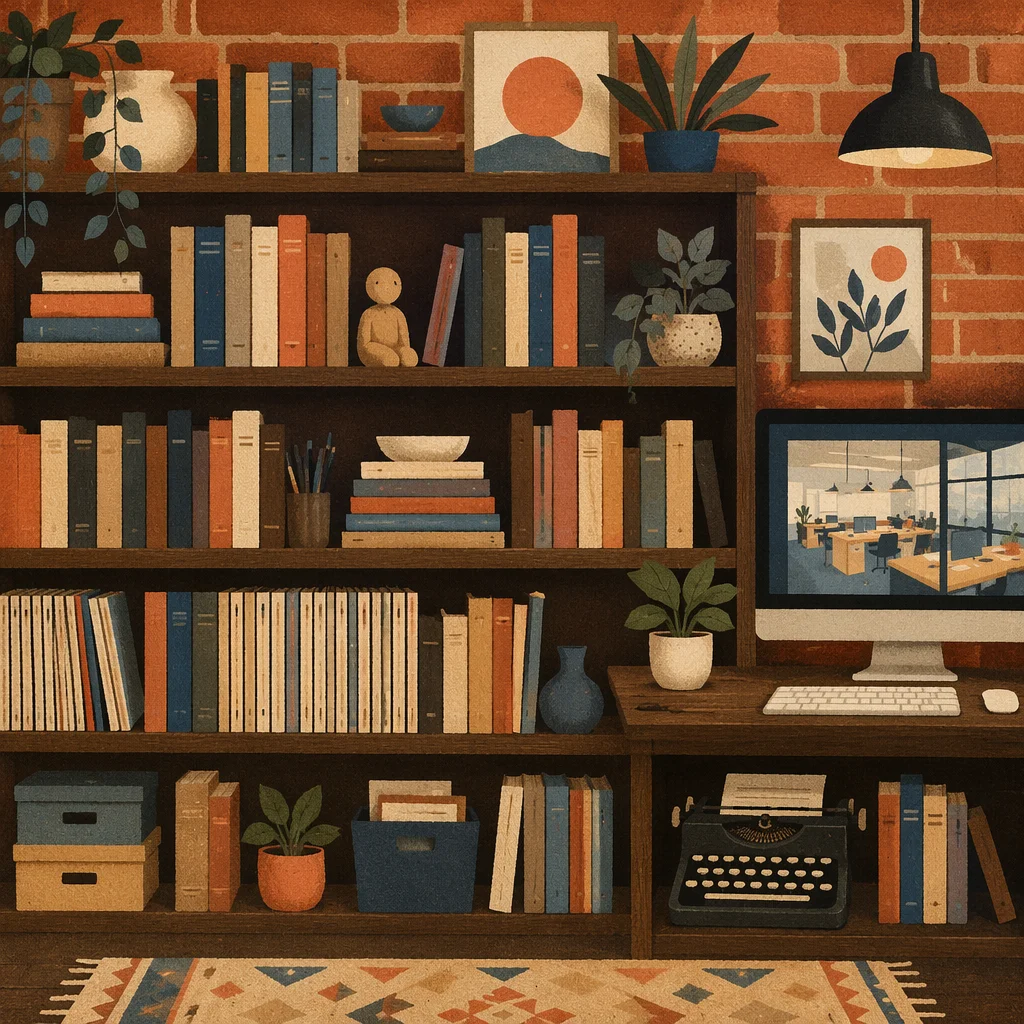 Modern Office Bookshelf of Knowledge and Wisdom