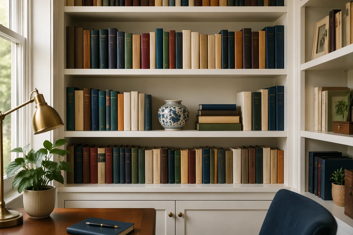 Modern Office Bookshelf with Wisdom Decor