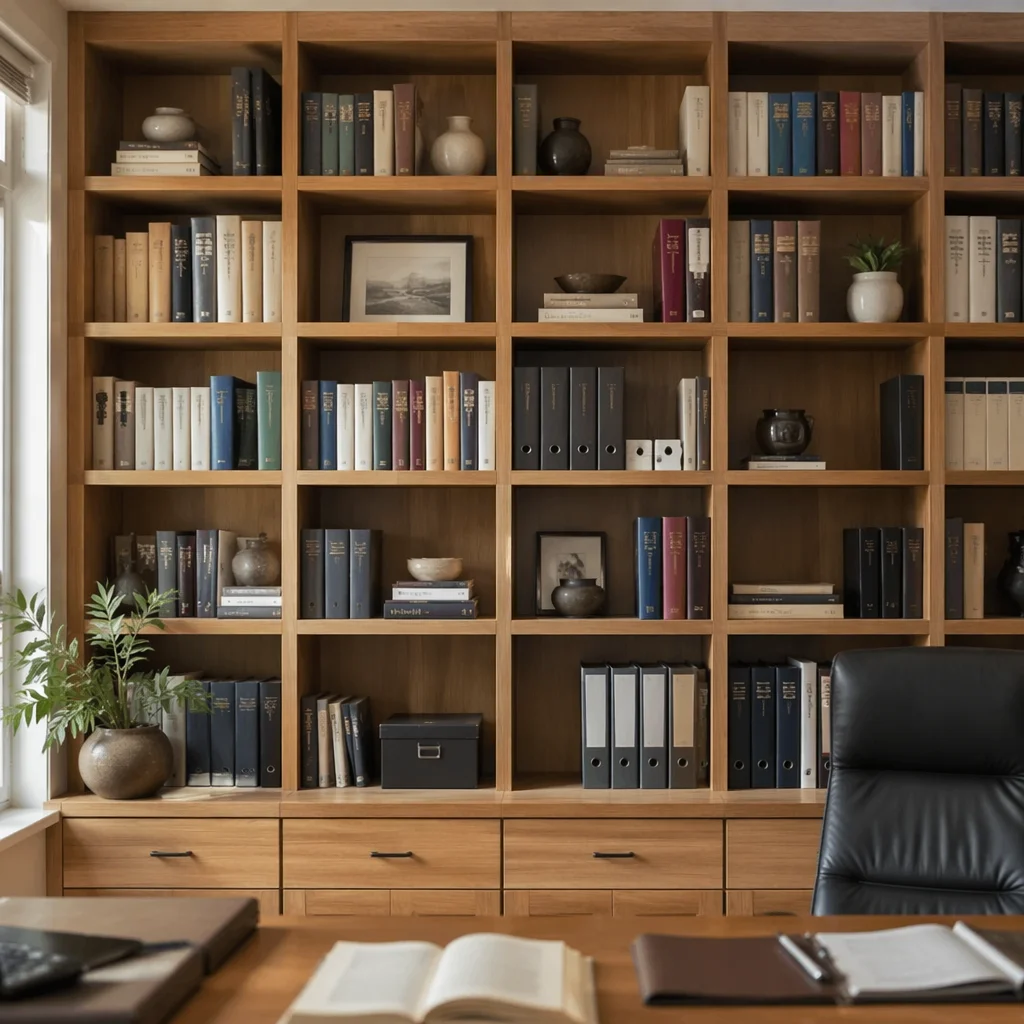 Modern Office Bookshelf of Knowledge and Wisdom