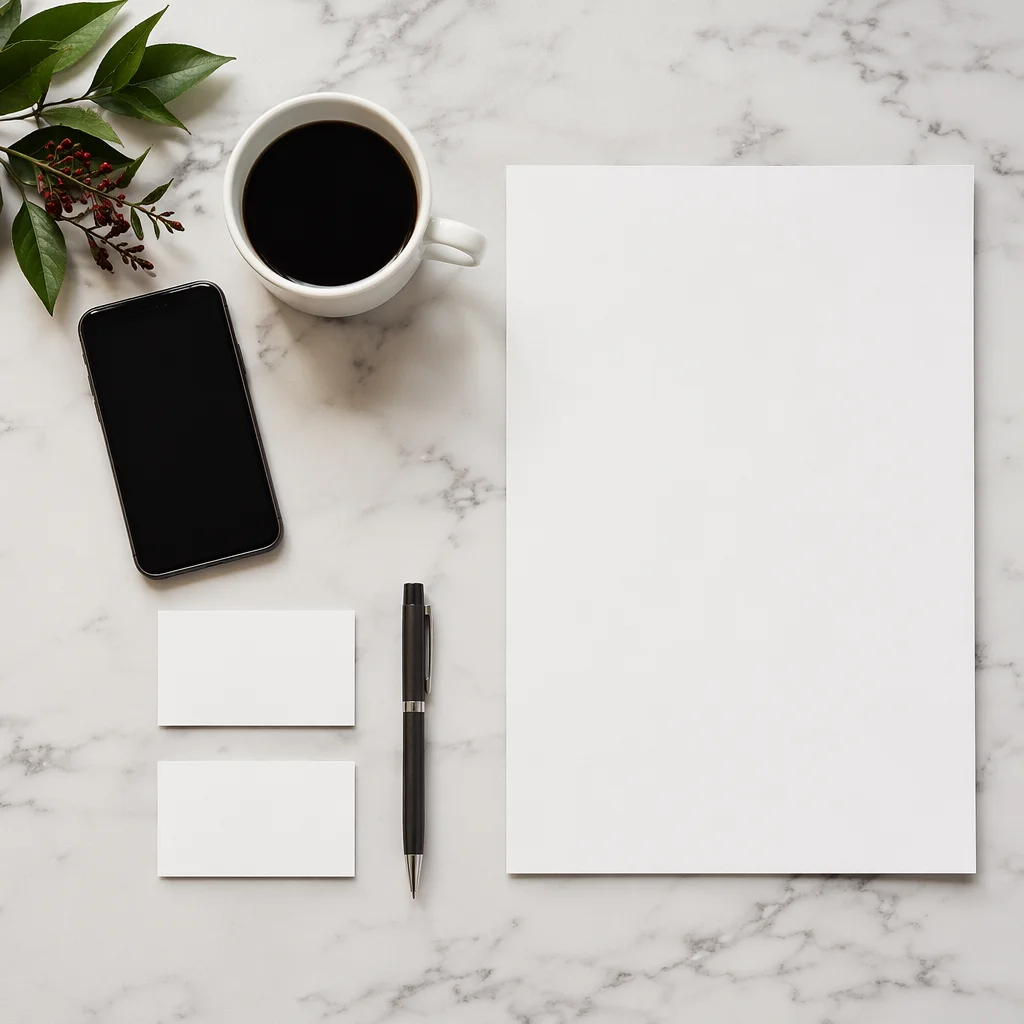 Premium Business Card Mockup on Marble Desk