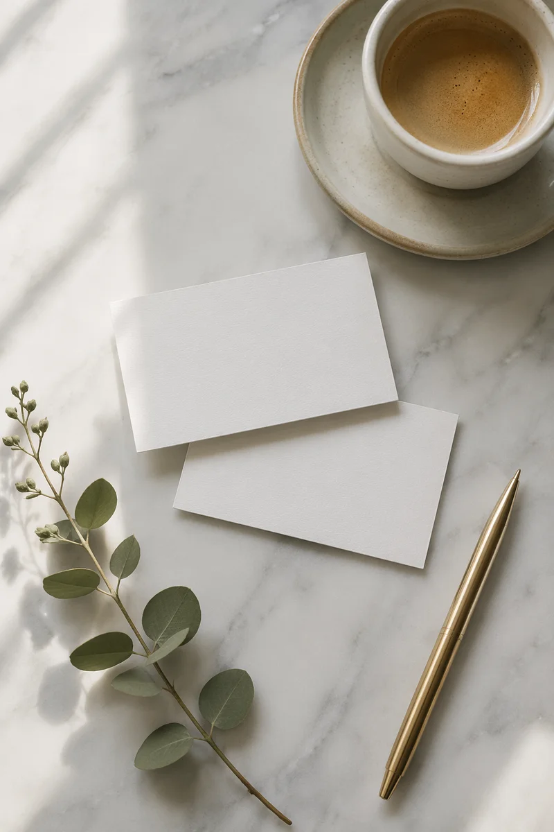 Elegant Business Card Mockup on Marble