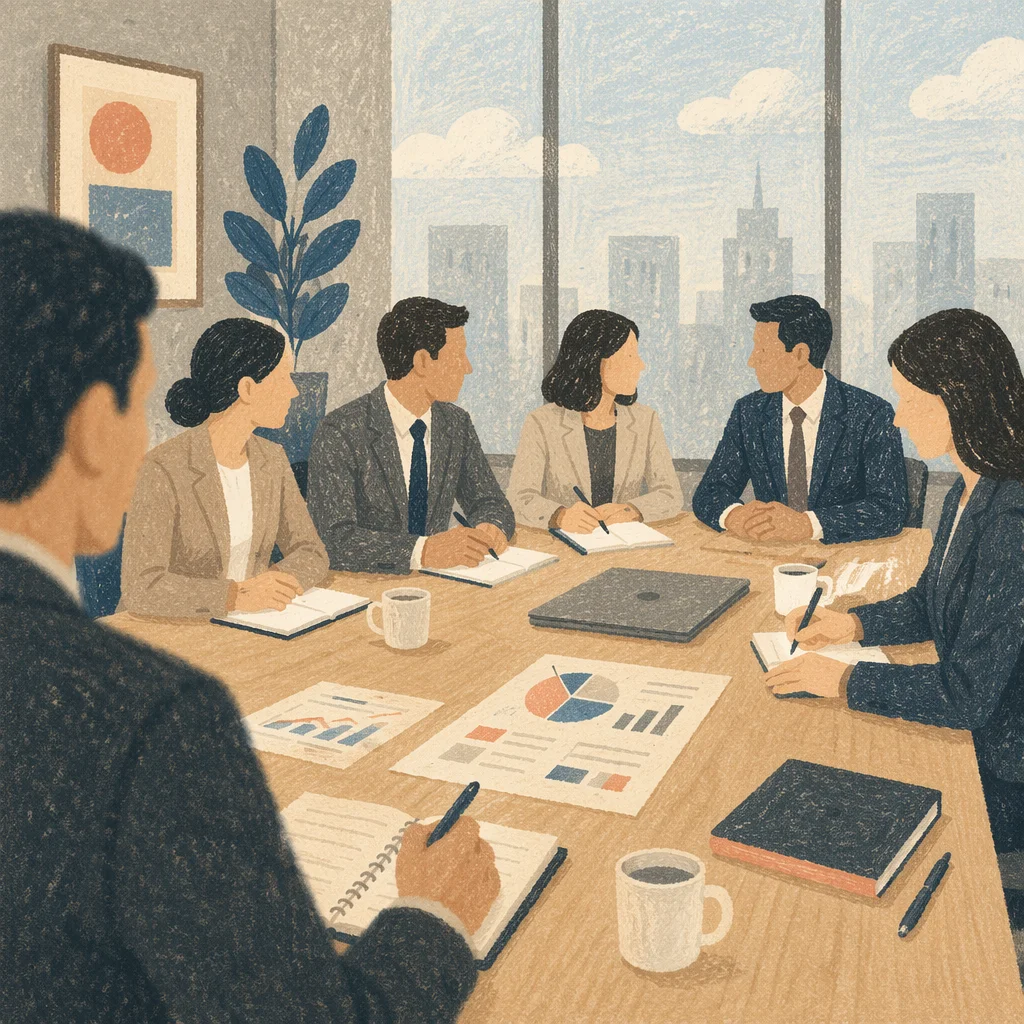 Collaborative Business Meeting Around Conference Table
