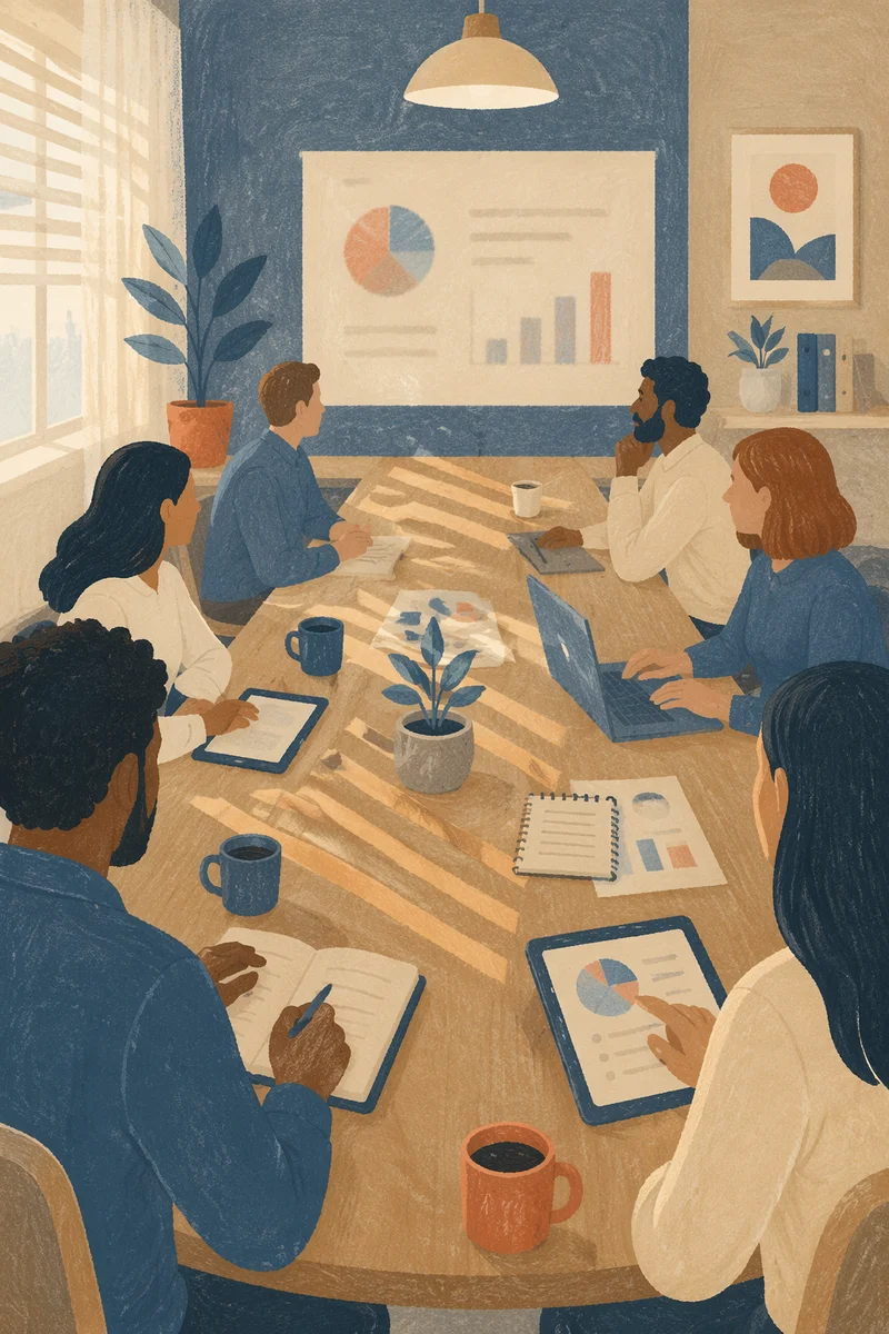 Modern Team Meeting in Glass Conference Room