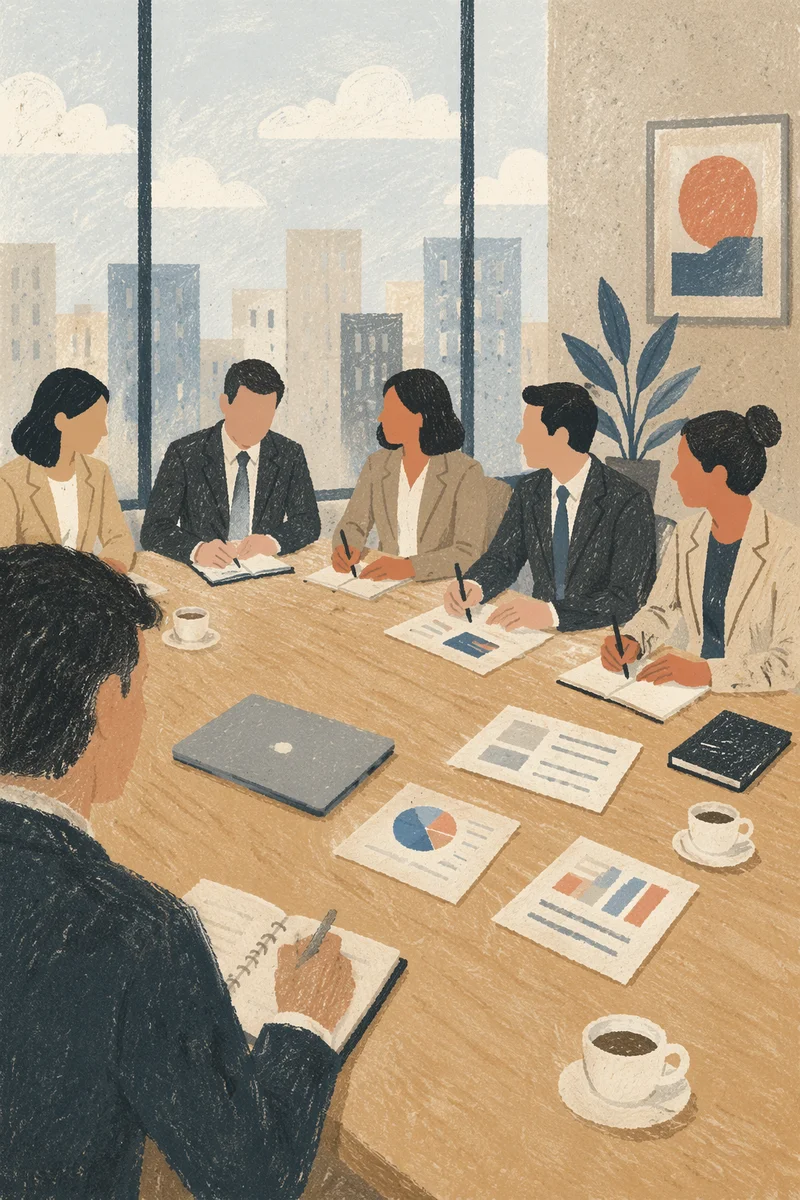 Professional Team Meeting at Conference Table