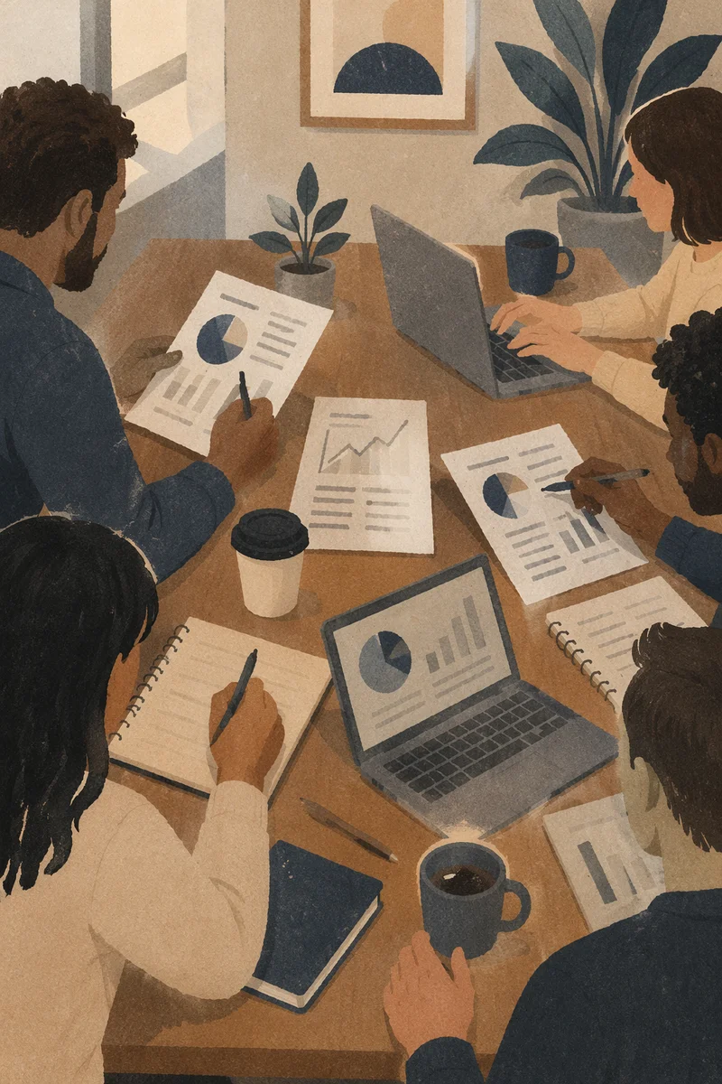 Collaborative Team Meeting at Modern Conference Table