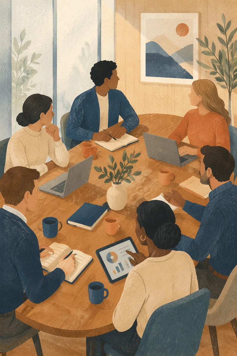 Ethical Business Team Meeting at Conference Table