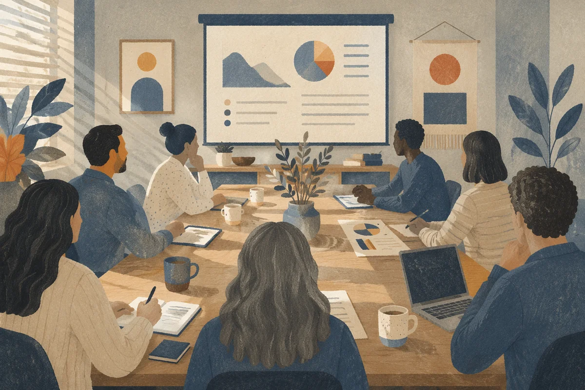 Modern Team Meeting in Glass Conference Room