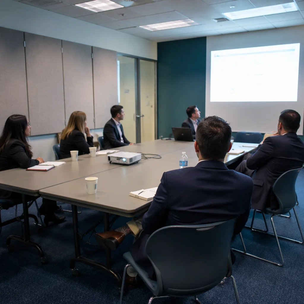 Modern Business Team Meeting Around Conference Table