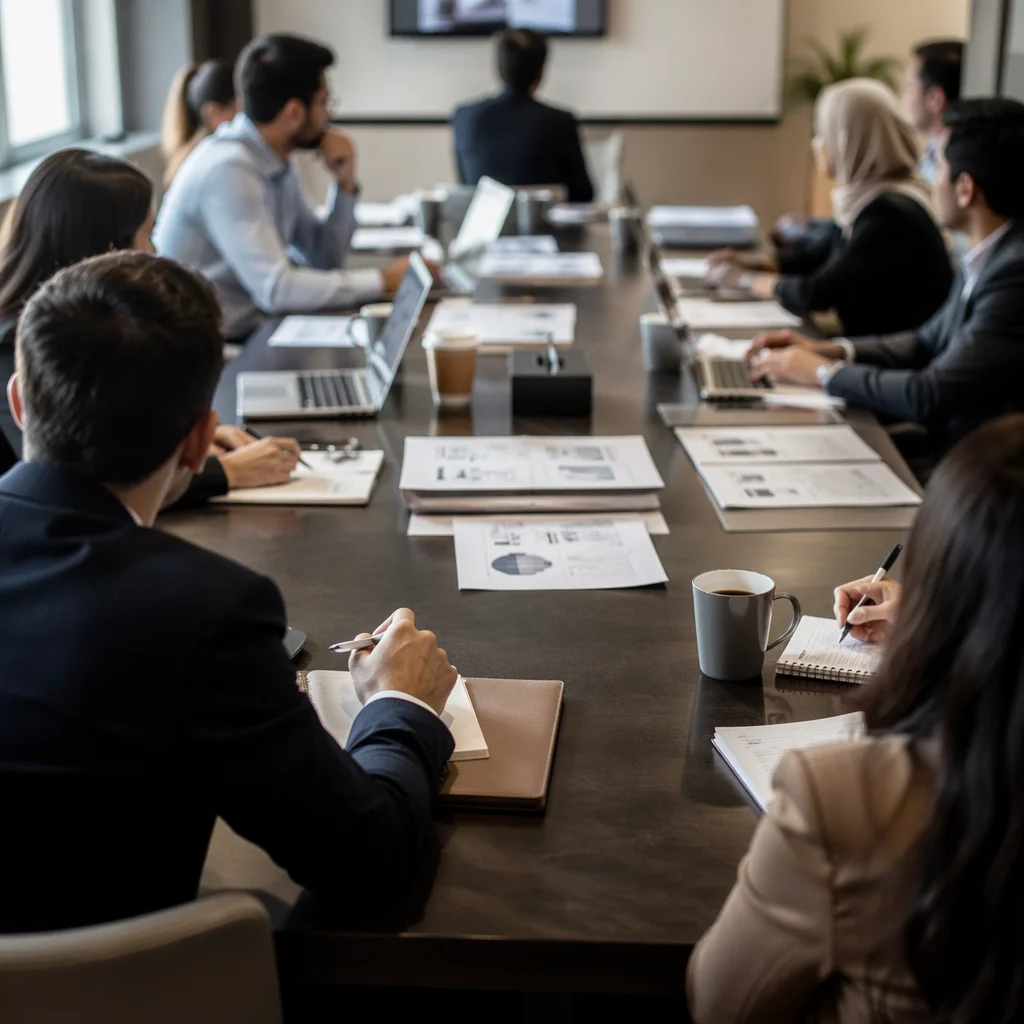 Professional Team Meeting at Conference Table