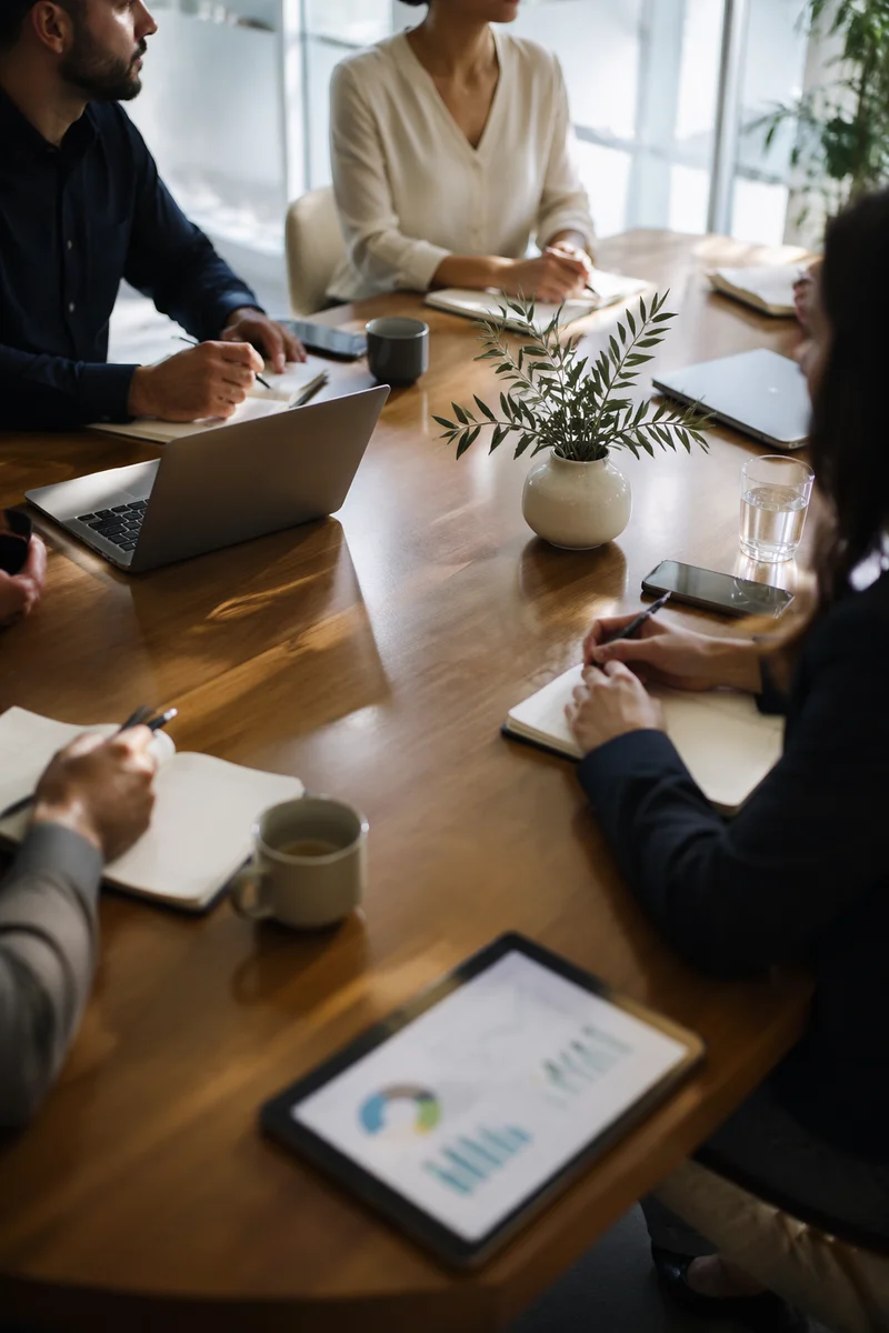 Ethical Business Team Meeting at Conference Table