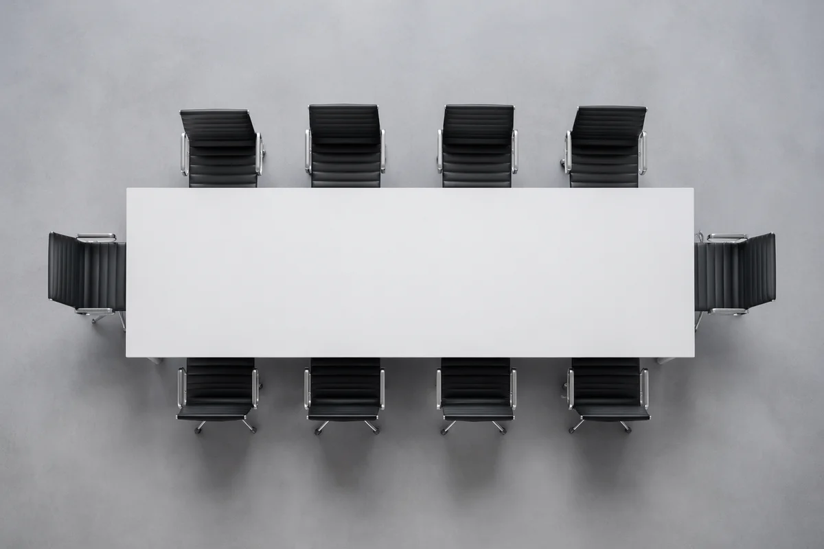 Minimalist Overhead Business Meeting Table