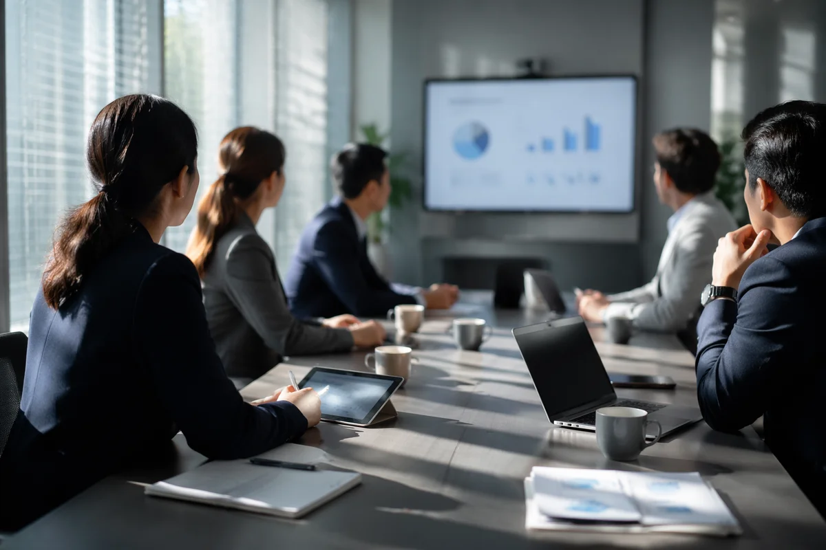 Modern Business Team Meeting at Conference Table