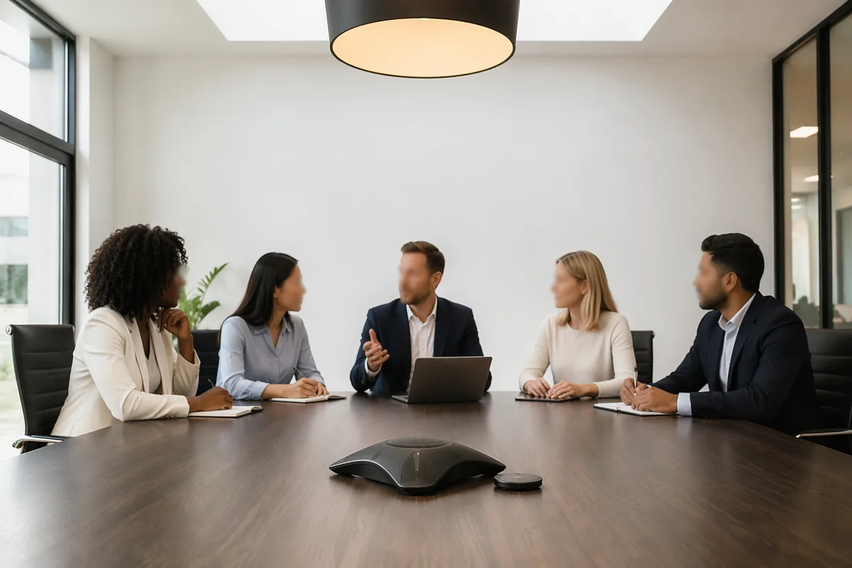 Modern Business Team Meeting at Conference Table