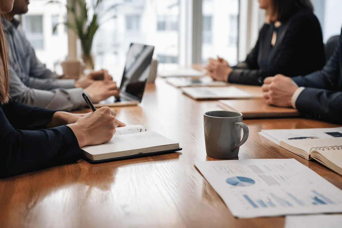 Collaborative Business Meeting Around Conference Table
