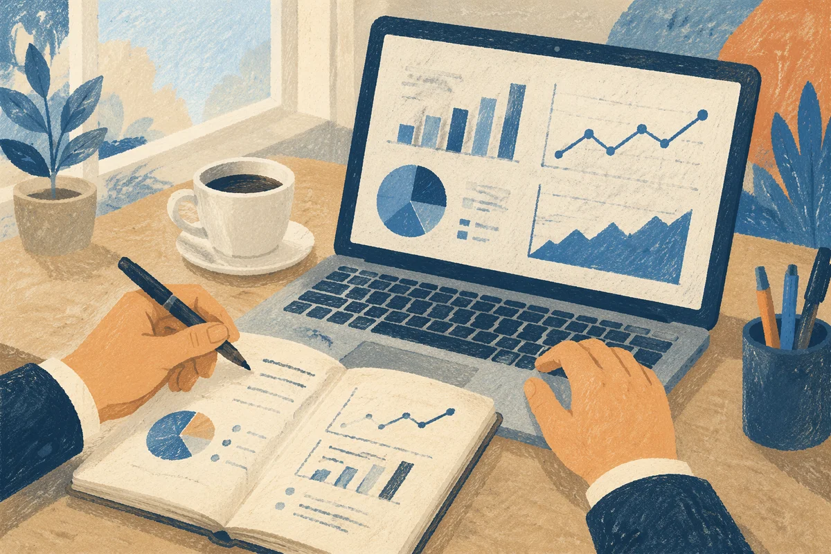 Business Plan Notebook with Financial Charts