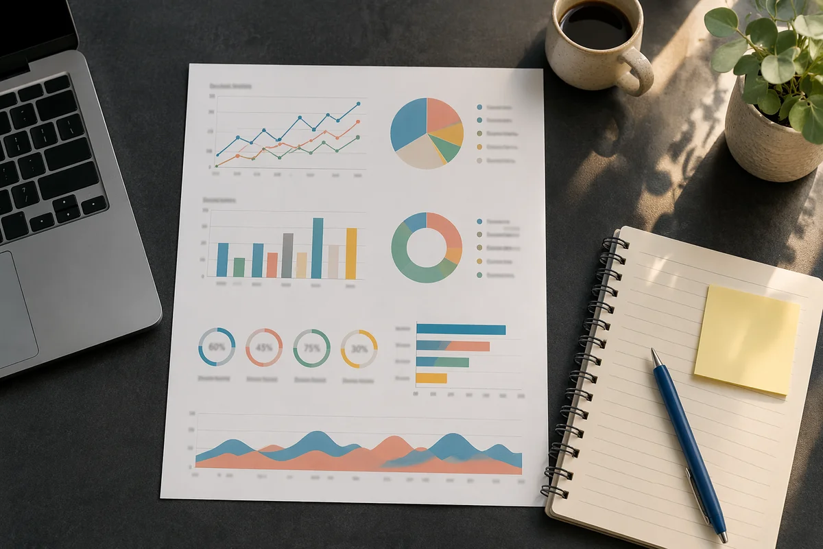 Business Planning Notebook with Colorful Charts