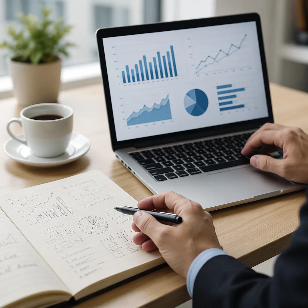 Business Plan Notebook with Financial Charts