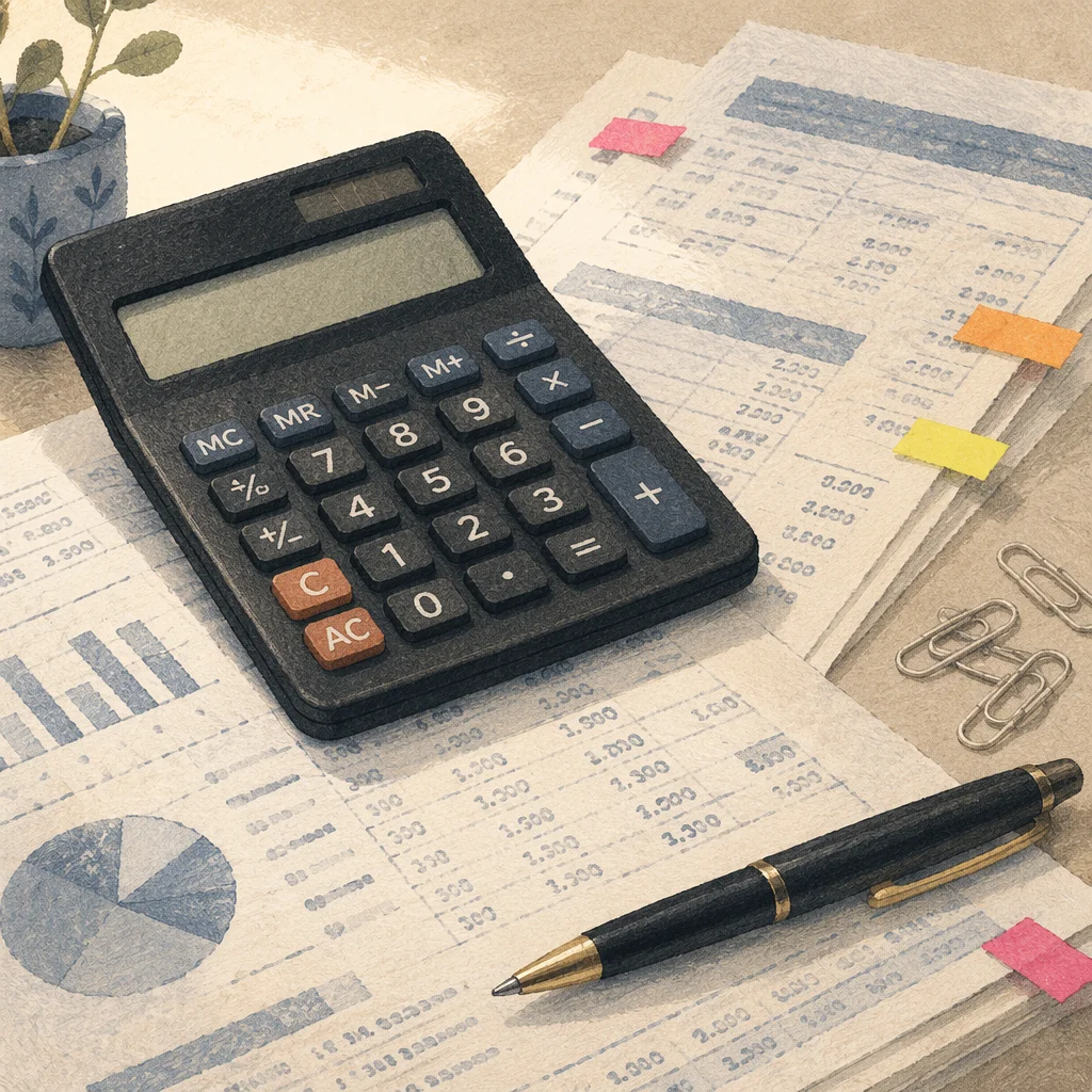 Calculator on Financial Documents Close Up