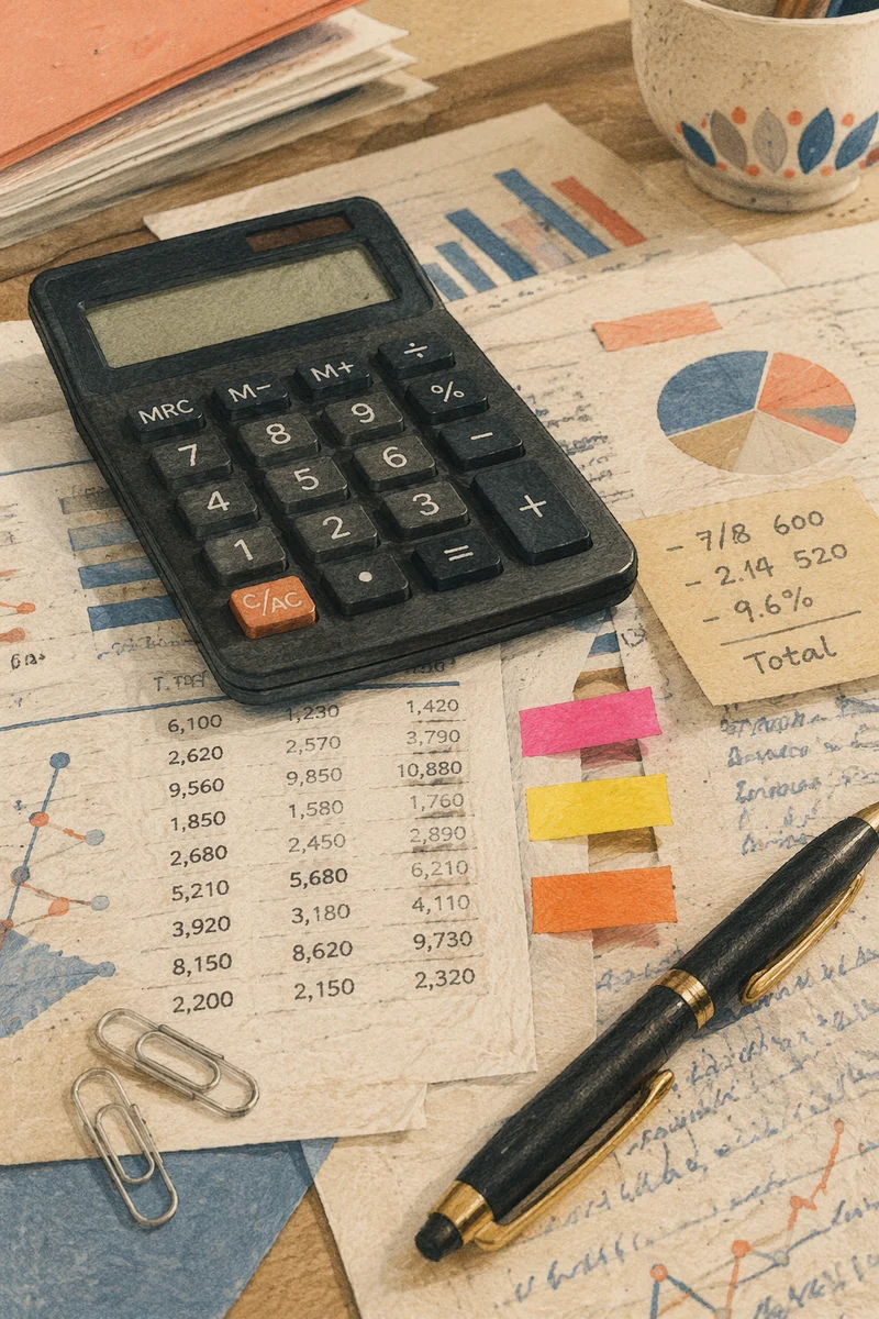 Close-Up Accounting Desk With Calculator