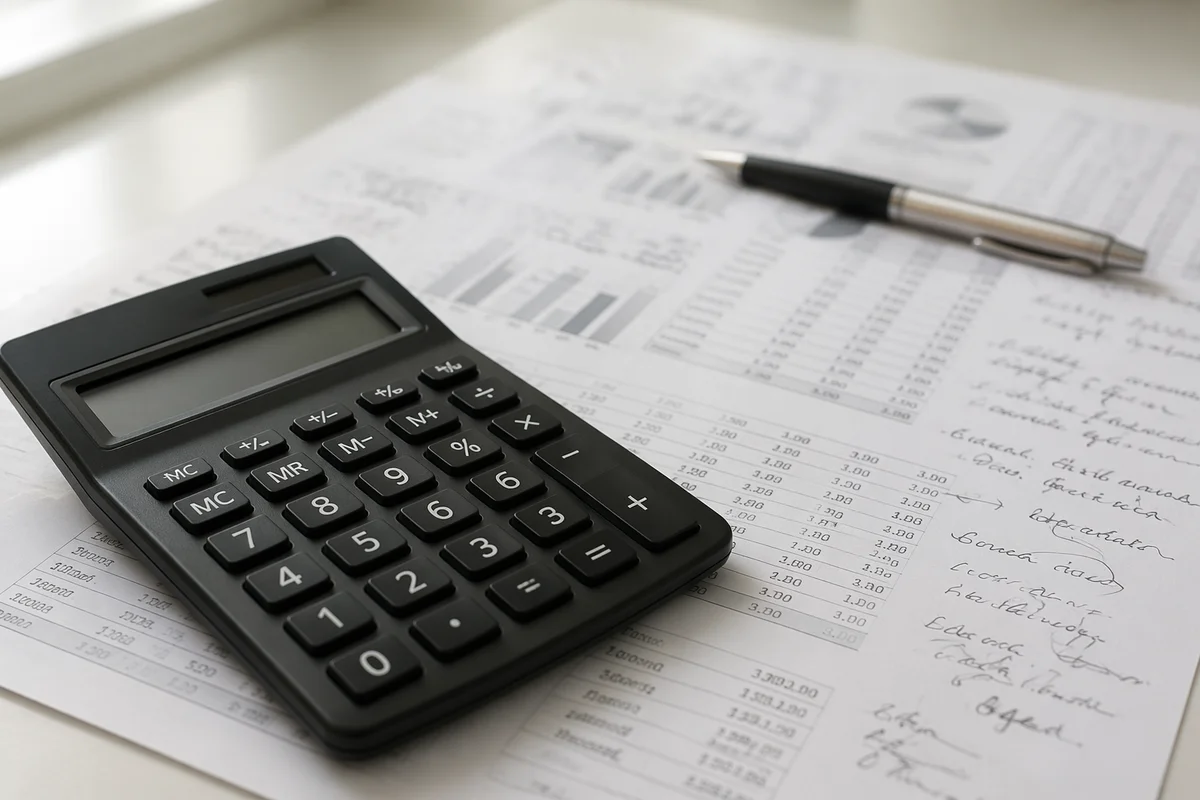 Calculator on Financial Documents Close Up