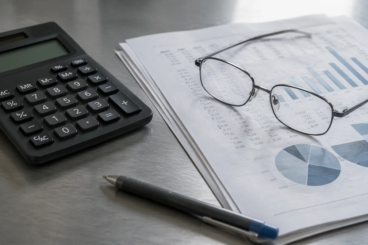 Calculator and Financial Documents Close Up