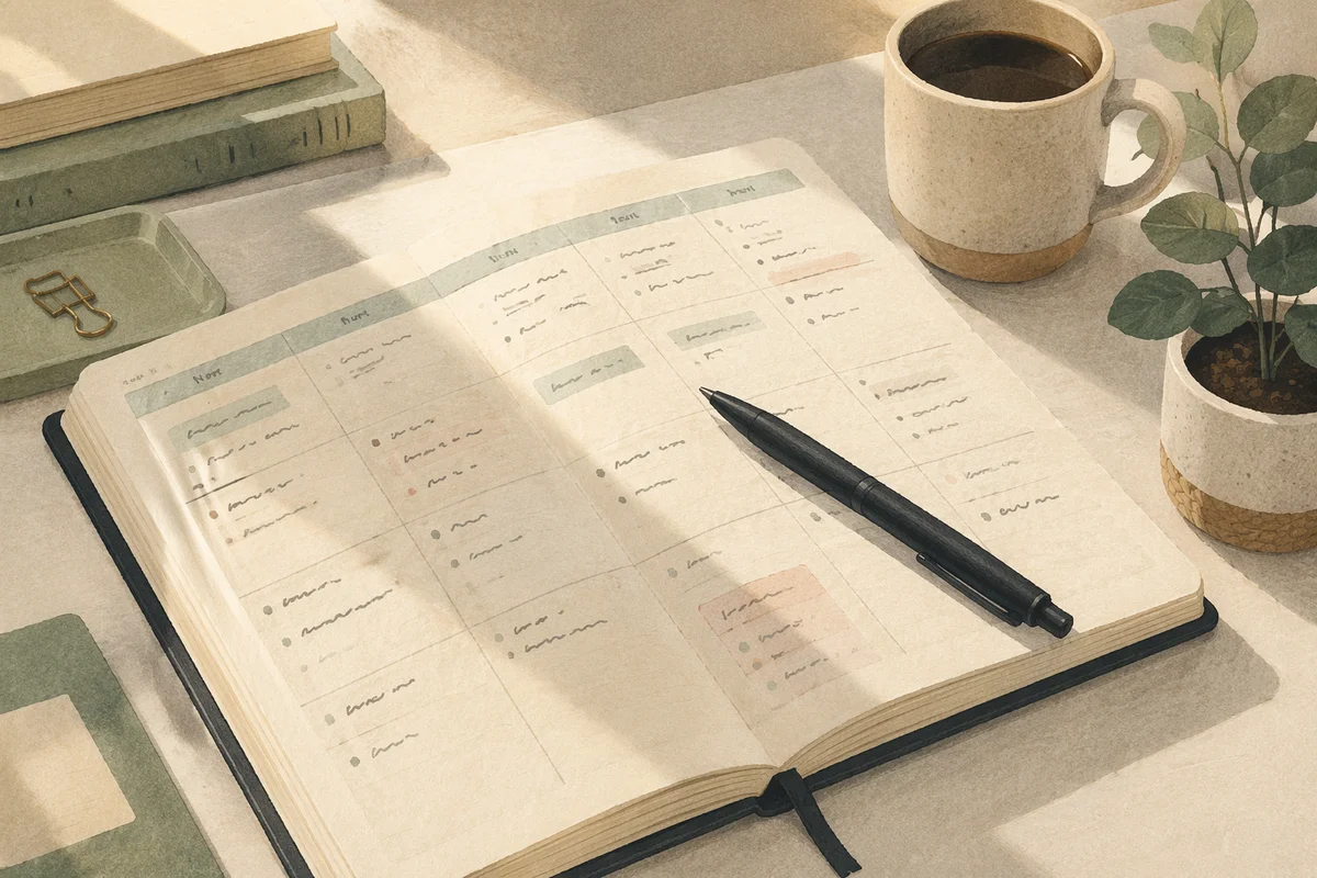 Open Calendar Planner on Modern Desk
