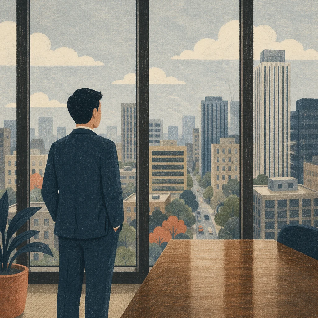 High Floor Office Window Cityscape View