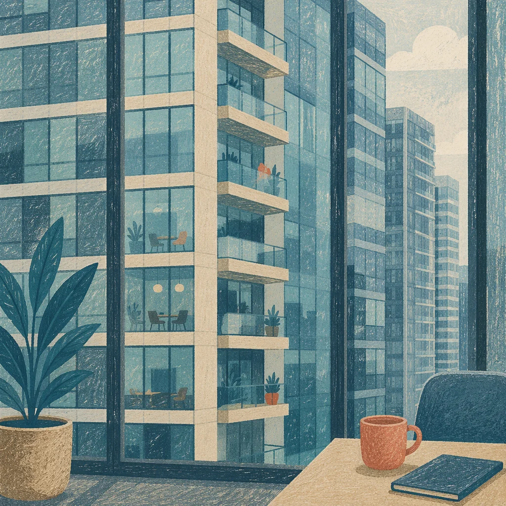 High Floor Office View of Glass Towers