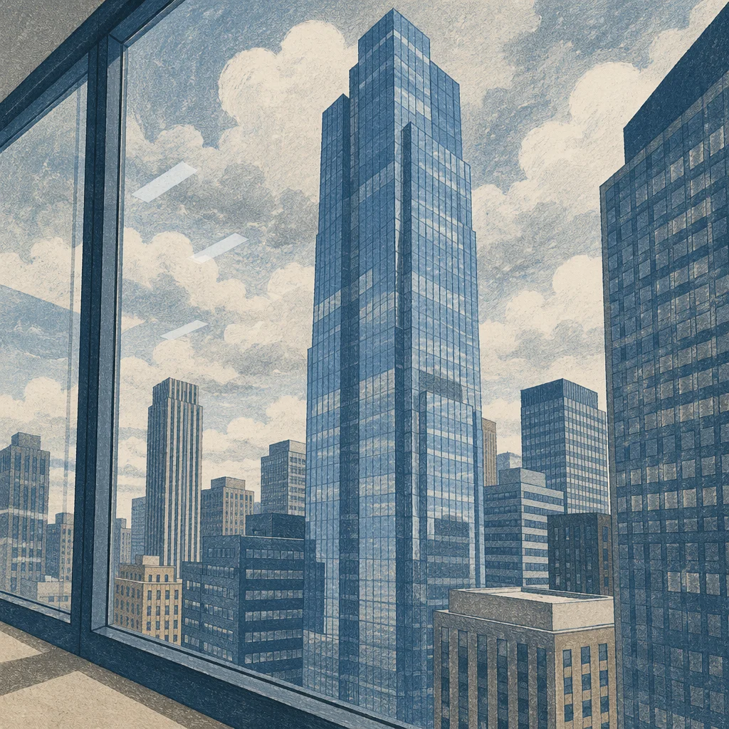 High Floor Office View of Modern Cityscape