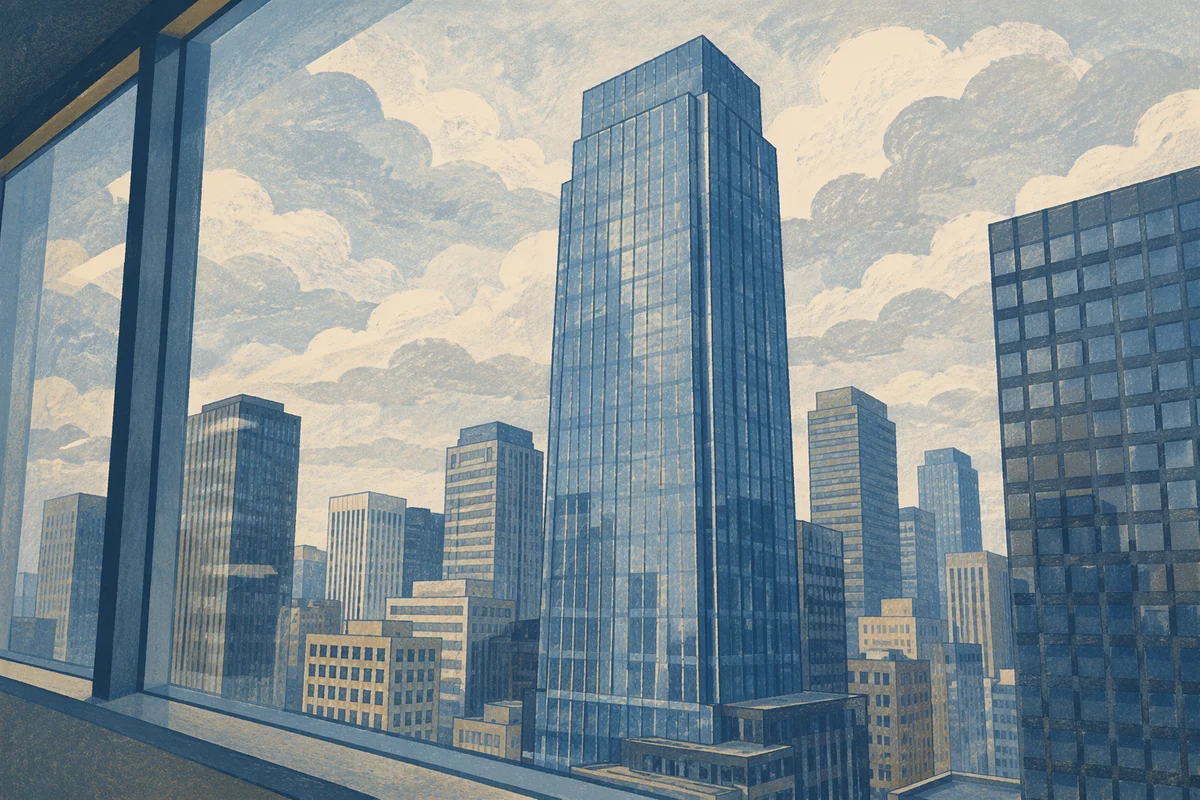 High Floor Office View of Modern Cityscape