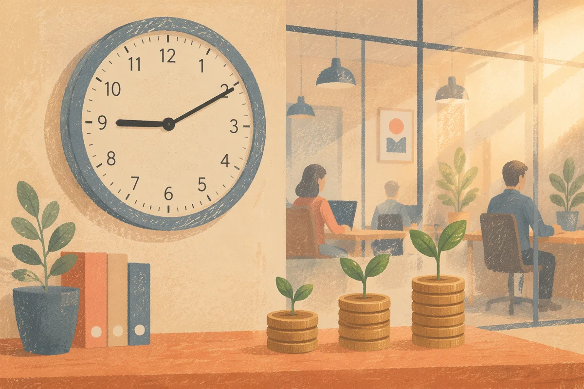 Office Clock with Growth Coin Seedlings