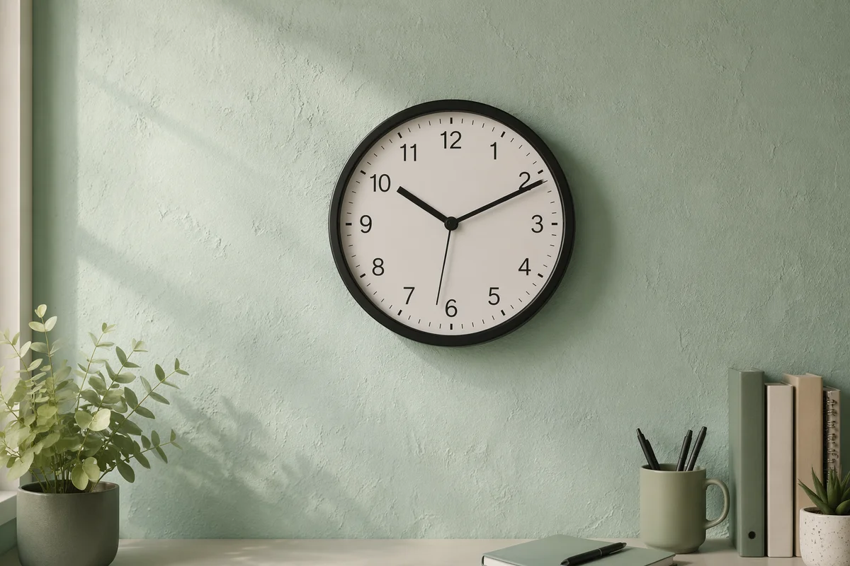 Mint Green Office Clock for Time Management