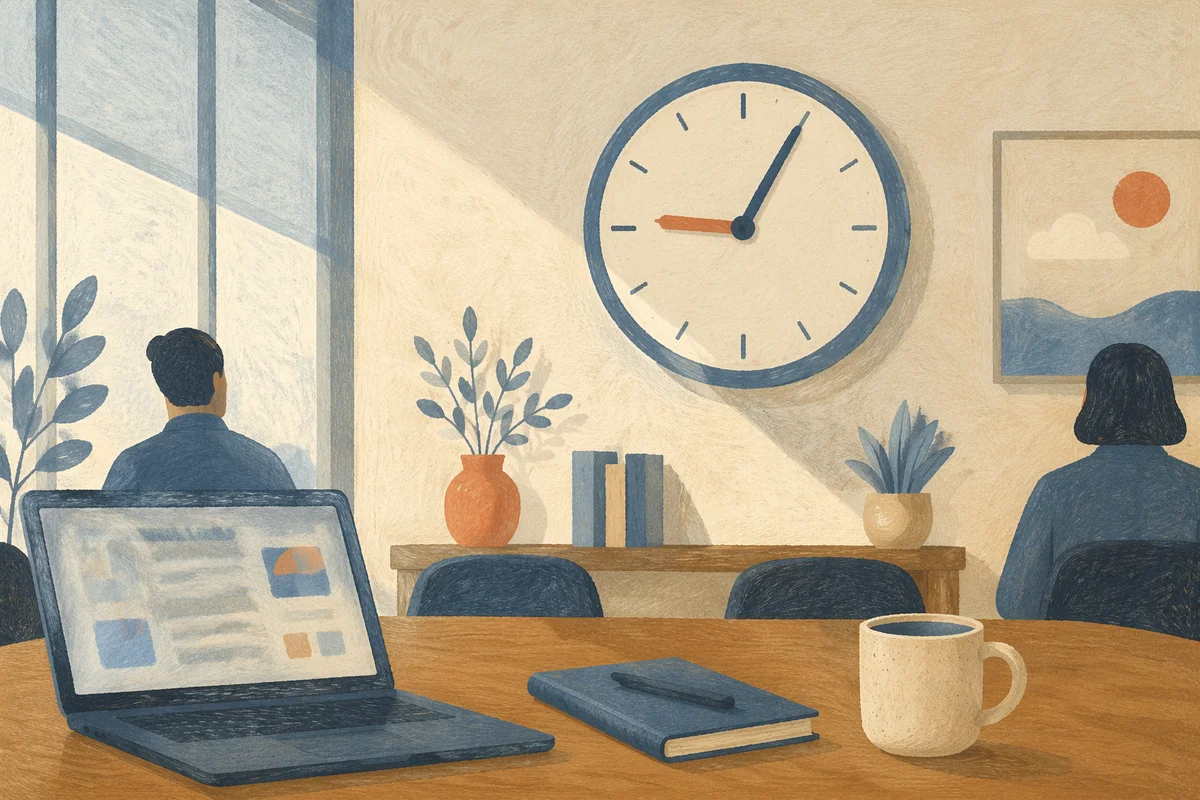 Office Wall Clock Time Management Scene