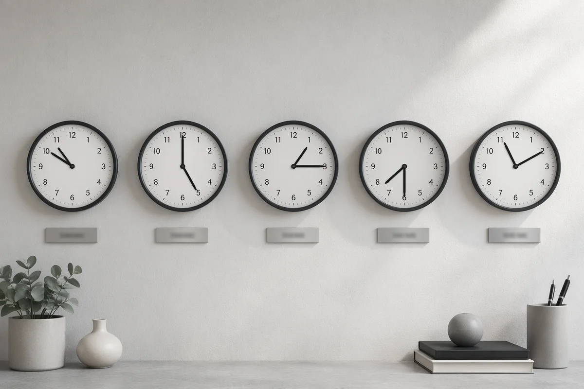 Four Office Wall Clocks for Scheduling