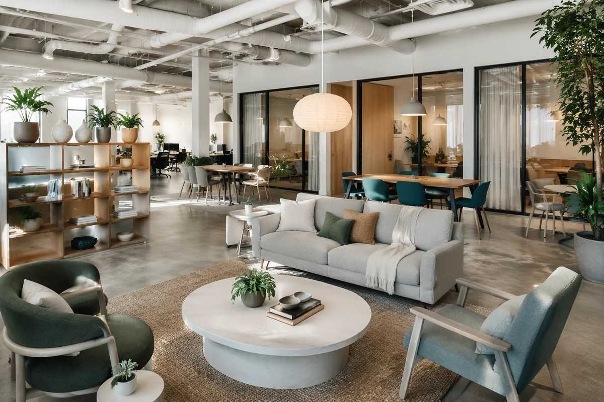Modern Co-Working Lounge with Sofa