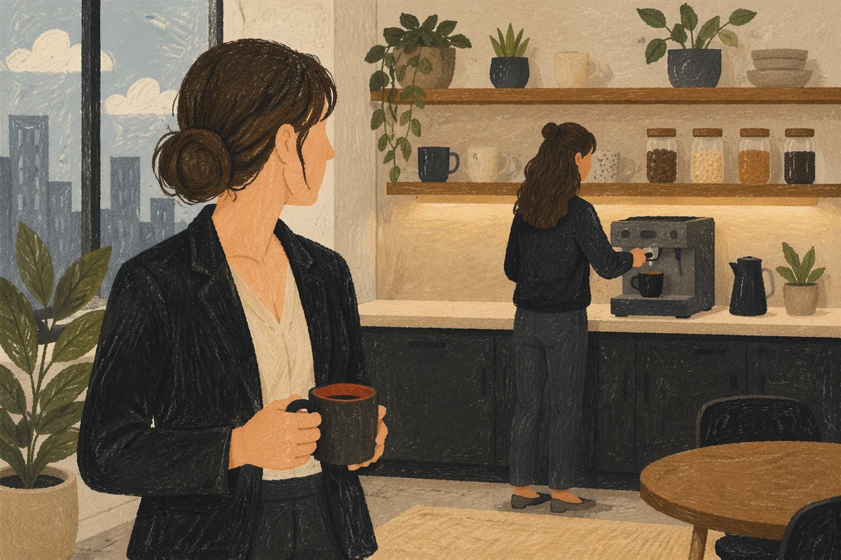 Office Break Room Coffee Machine Scene