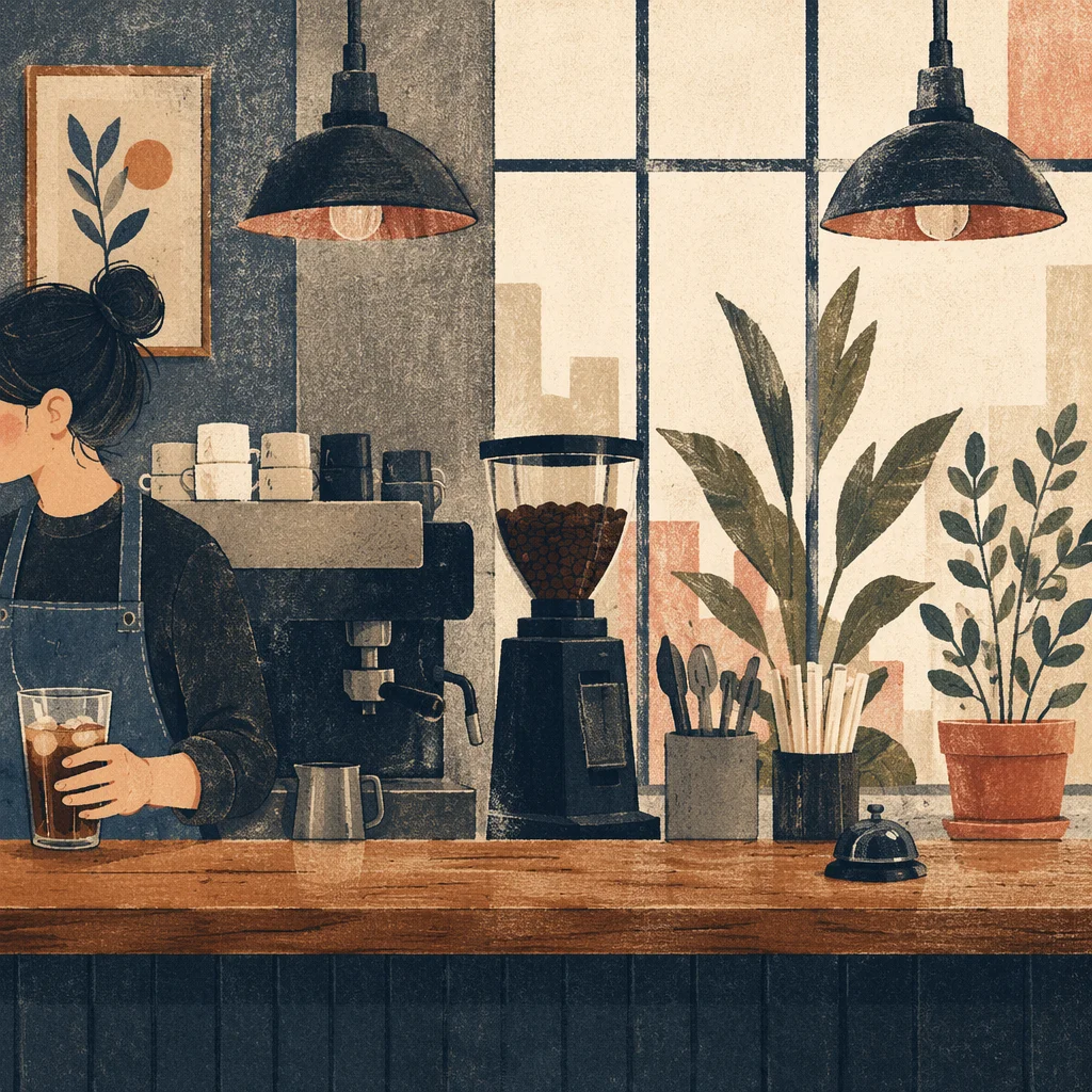 Contemporary Coffee Shop Barista Counter