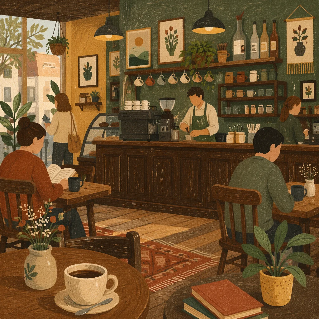 Cozy Coffee Shop Barista Counter